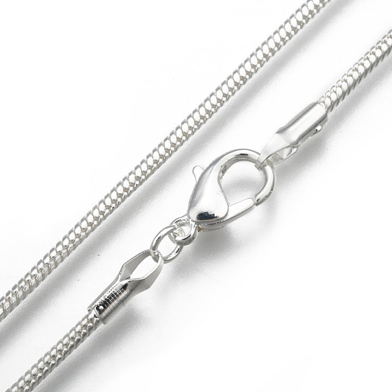 Colliers chaîne serpent en laiton rond, avec fermoir pince de homard, pour la fabrication de bijoux bricolage