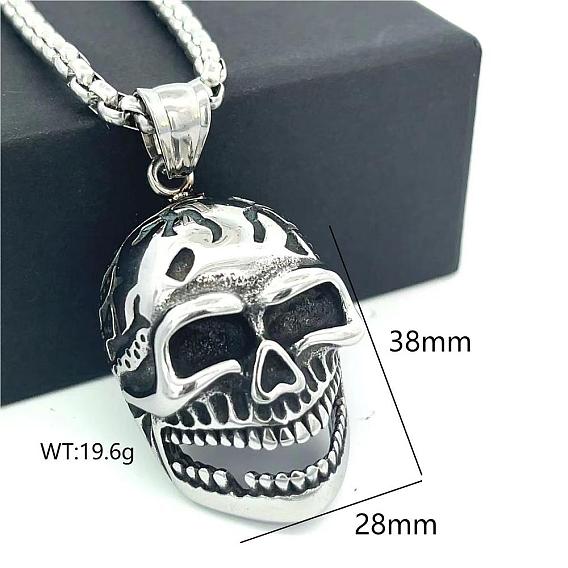 Хип-хоп стиль 304 кулоны-черепа из нержавеющей стали для мужчин, не тускнеет