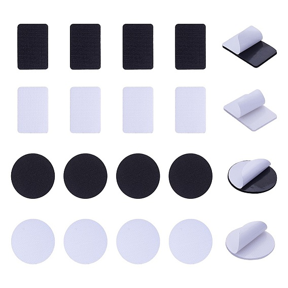 NBEADS Adhesive Hook and Loop Tapes, Magic Tapes with Nylon and Polyester, Rectangle and Flat Round
