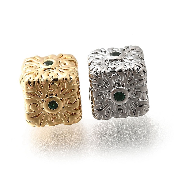 Латунные микро проложить кубического циркония бусы, без кадмия, без никеля и без свинца, куб с виноградной лозой