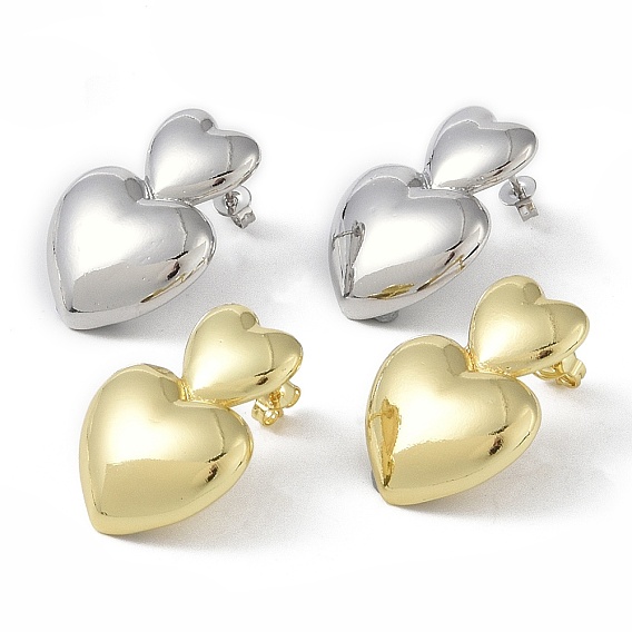 Латунные серьги-гвоздики для женщин, сердце
