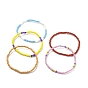 5Pcs 5 Color Glass Seed Beaded Stretch Bracelets Set