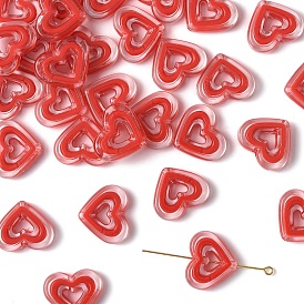 30шт акриловые бусины, бусина в бусине, сердце