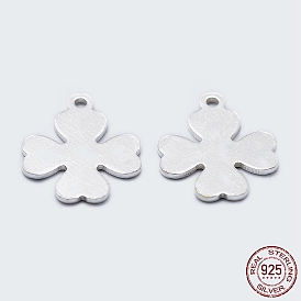 925 Sterling Silver Charms, Clover, with S925 Stamp