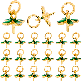 40шт. латунные эмалированные скобы для чашек, за половину пробурено бисера, стойки покрытие, долговечный, без свинца и без кадмия, лист