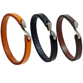 Retro Minimalist Leather Bracelet for Men - Fashionable Punk Rock Genuine Leather Wristband