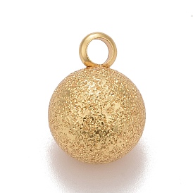 Brass Ball Charms, Textured, Round, Cadmium Free & Nickel Free & Lead Free, Long-Lasting Plated
