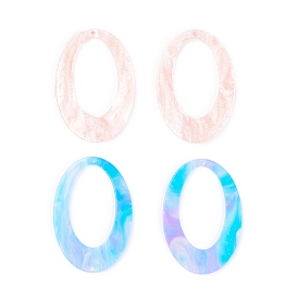 Acrylic Pendants, for DIY Earring Accessories, with Glitter Powder, Oval