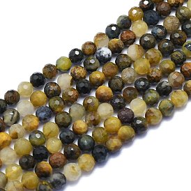 Natural Pietersite Beads Strands, Round, Faceted(128 Facets)