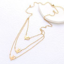 Подвеска из нержавеющей стали в виде свободной птицы 3 многослойные ожерелья для женщин