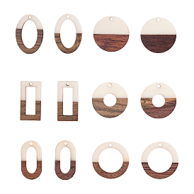 Resin & Wood Pendants, Mixed Shapes