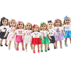 Mixed Pattern Cloth Doll Clothes Dress, Fit for American 18 inch Girl Dolls