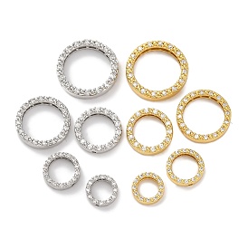 Rack Plating Brass with Cubic Zirconia Bead Frame, Cadmium Free & Lead Free, Long-Lasting Plated, Round Ring