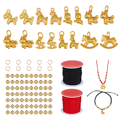 DIY Bracelet Making Kits, including Alloy Pendants, 304 Stainless Steel Open Jump Rings, Brass Spacer Beads and Nylon Cord