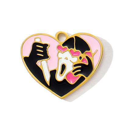 304 нержавеющей стальной эмали подвески, сердце прелести, ионное покрытие (ip), реальный 18 k позолоченный