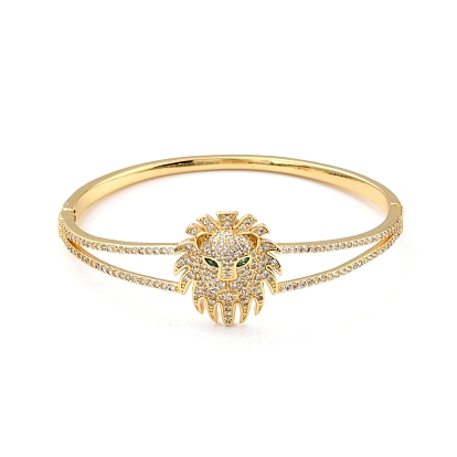 Green Cubic Zirconia Lion Bangle, Brass Hinged Bangle for Women, Lead Free & Cadmium Free