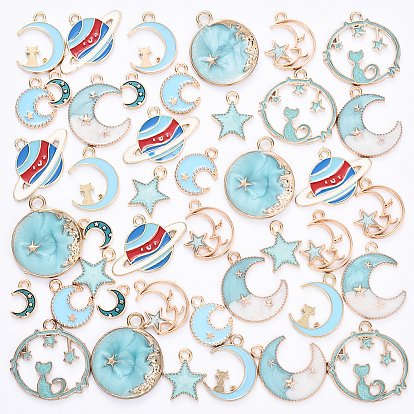 45 pcs 9 styles pendentifs en émail en alliage, formes mixtes