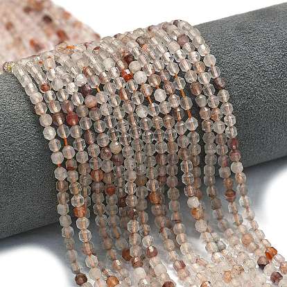 Нити из натурального красного гематоидного кварца/железистого кварца, энергетическая призматическая огранка с двойными концами бусины, граненые двухконусные