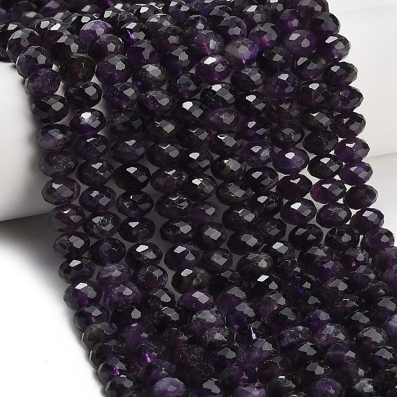 Природный аметист нитей бисера, рондель, граненые