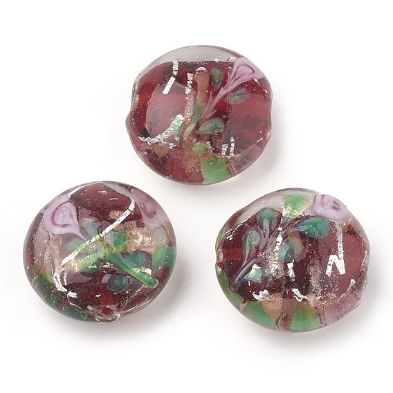 Handmade Lampwork Beads, Flat Round