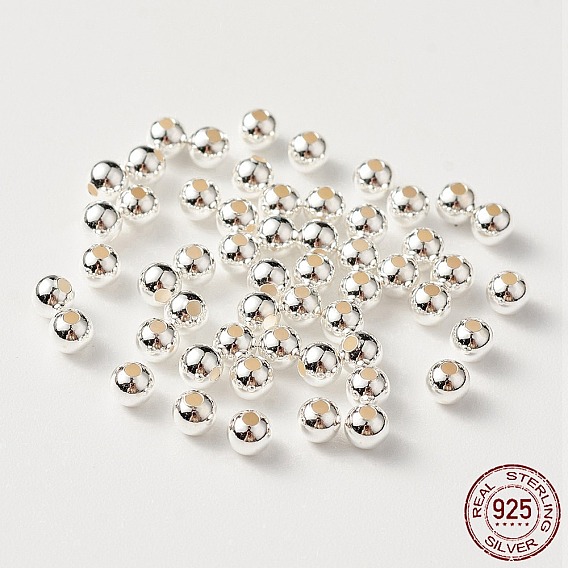 925 Sterling Silver Beads, Round