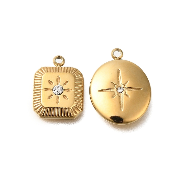 Ионное покрытие (IP) 304 нержавеющая сталь с подвесками из стразов, ручная полировка, звезда