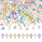 200 Stück 10 Farben Farbverlauf transparente Acrylperlen, mit goldener Folie, Kreuz