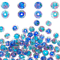 64Pcs 4 Colors Handmade Gold Sand Lampwork Beads, Inner Flower, Faceted Rondelle
