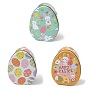 Easter Theme Cartoon Tinplate Gift Box, Egg Shape Candy Box, Egg & Rabbit Pattern Storage Box