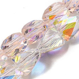 Transparent Electroplate Glass Beads Strands, AB Color Plated, Faceted, Triangle
