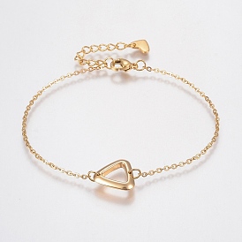 304 Stainless Steel Cable Chain Bracelets, with Lobster Claw Clasps and Triangle Links