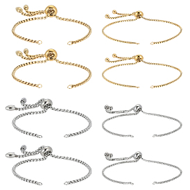 8шт. 4 регулируемые стили 304 браслет из нержавеющей стали с цепочкой-слайдером