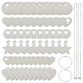 Kits de bracelets et colliers en acier inoxydable bricolage unicraftale 304, avec pendentifs, bracelets chaîne figaro, colliers de chaîne de câble