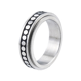 201 Stainless Steel Moon Phase Rotating Finger Ring, Calming Worry Meditation Fidget Spinner Ring for Women