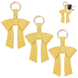 Брелки из искусственной кожи, бантом, Сплав с застежками, золотые