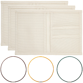 3Pcs Rectangle Oxford Fabric Storage Bag Core Replacement, with 3Pcs 3 Colors Nylon Elastic Ropes for Travel Notebook