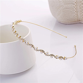 Iron with Rhinestone Hair Bands, Imitation Pearl for Girl