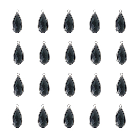 OLYCRAFT Teardrop Glass Rhinestone Charms Platinum Plated Faceted Glass Crystal Jewelry Findings for Women Necklace and Earrings Making
