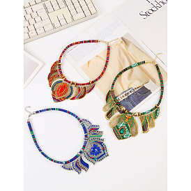 Комплекты из ожерелий и серег-гвоздиков из сплава Bohemia с разноцветными стразами