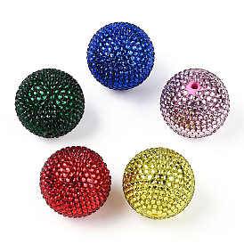 Resin Rhinestone Beads, with Acrylic Round Beads Inside, Round