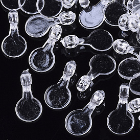 Transparent AS Plastic Pendant Blanks, Hair Findings, for DIY Hair Tie Accessories, Flat Round