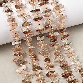 Нити бусин из рутилированного кварца из натурального черного золота, чип, с бисером