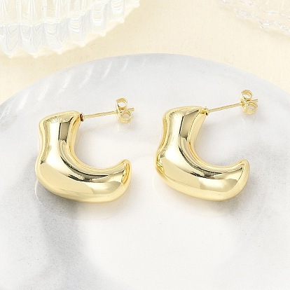 Brass Stud Earrings for Women, Nuggets, Half Hoop Earrings