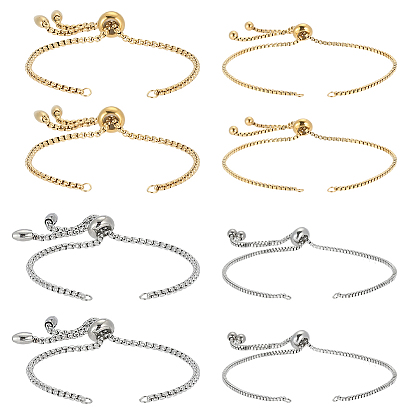 8шт. 4 регулируемые стили 304 браслет из нержавеющей стали с цепочкой-слайдером