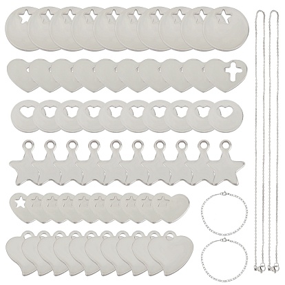 Unicraftale DIY 304 Stainless Steel Bracelets & Necklaces Kits, with Pendants, Figaro Chain Bracelets, Cable Chain Necklaces
