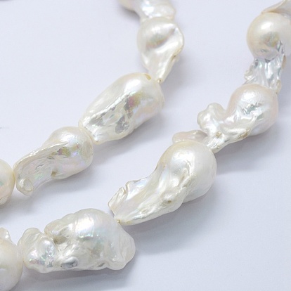 Natural Baroque Pearl Keshi Pearl Beads Strands, Cultured Freshwater Pearl, Nuggets