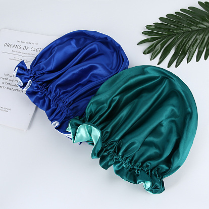 Bonnet de sommeil doublé de satin double couche pour chimiothérapie - chapeau rond extra large