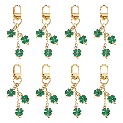 8шт. подвеска в виде клевера из эмалевого сплава, с поворотными застежками сплава