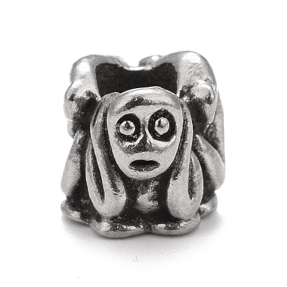304 Stainless Steel European Beads, Large Hole Beads, Human Face