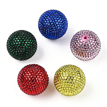 Resin Rhinestone Beads, with Acrylic Round Beads Inside, Round